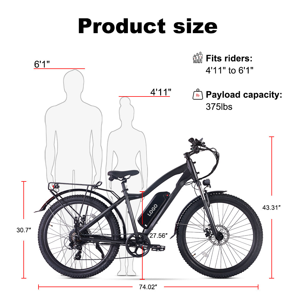 B28D Fat Tire Electric Bike 750W Motor 48V 15.6Ah Battery